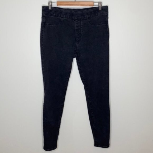 Jordache Women Black Pull On Elastic Waist Jeggings Stretch Jeans Size Large - Picture 1 of 11